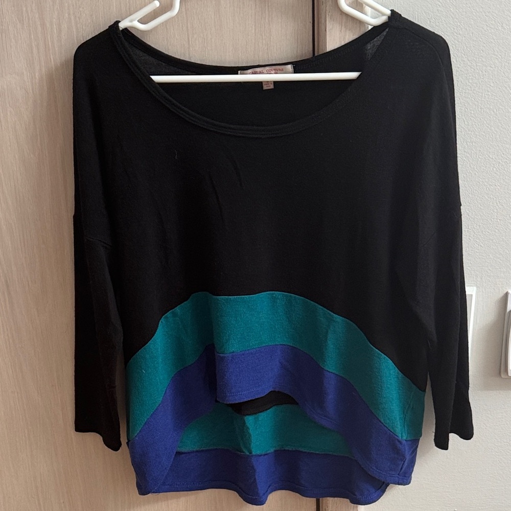 Elegant Black and Blue Women's Blouse